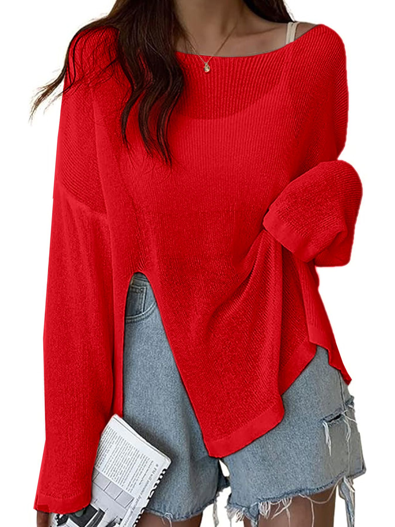 Women's Lightweight Sweater Off Shoulder Long Sleeve Top Spring Summer SSU-00110