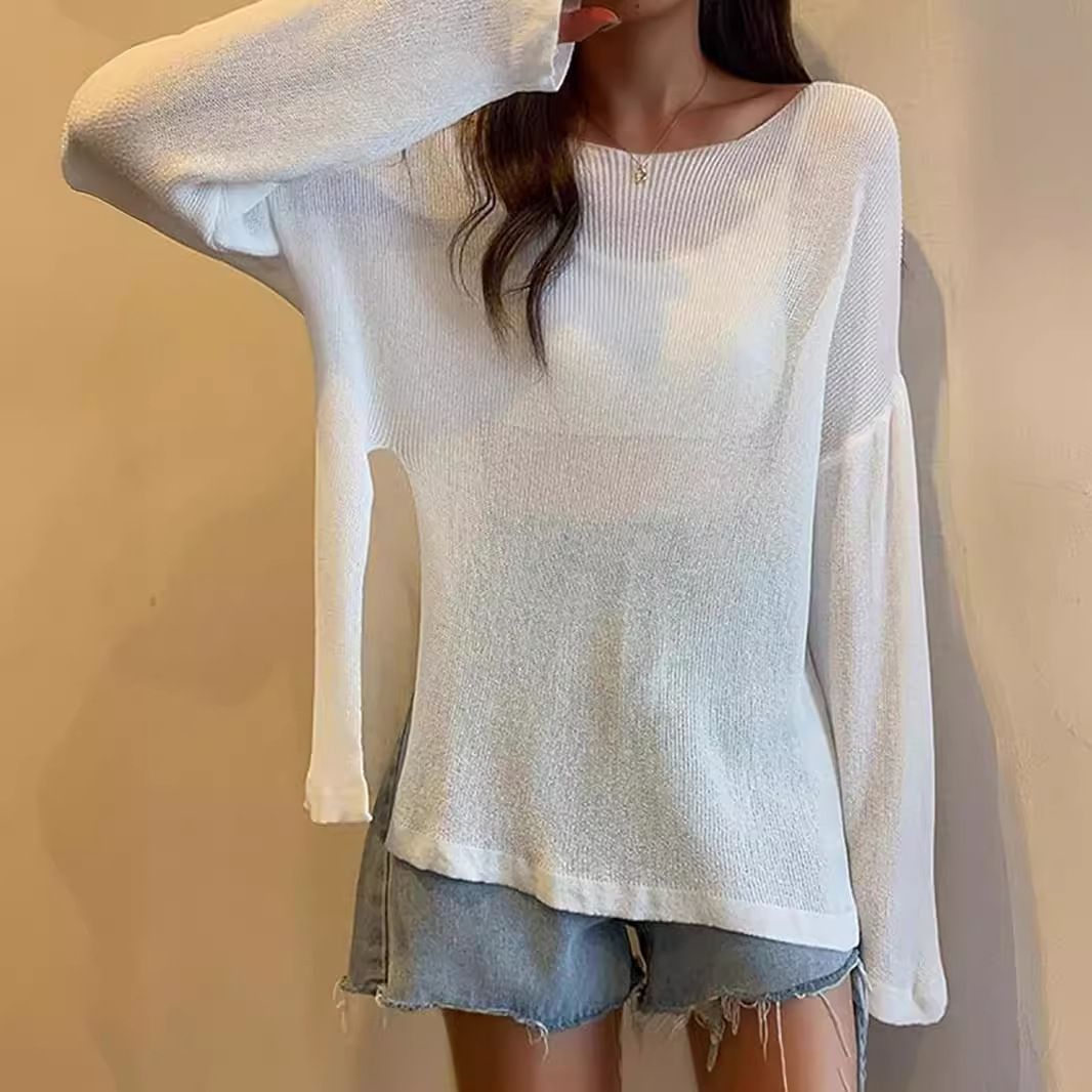 Women's Lightweight Sweater Off Shoulder Long Sleeve Top Spring Summer SSU-00110