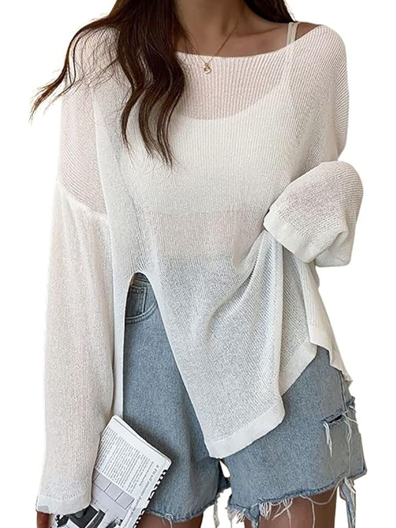 Women's Lightweight Sweater Off Shoulder Long Sleeve Top Spring Summer SSU-00110