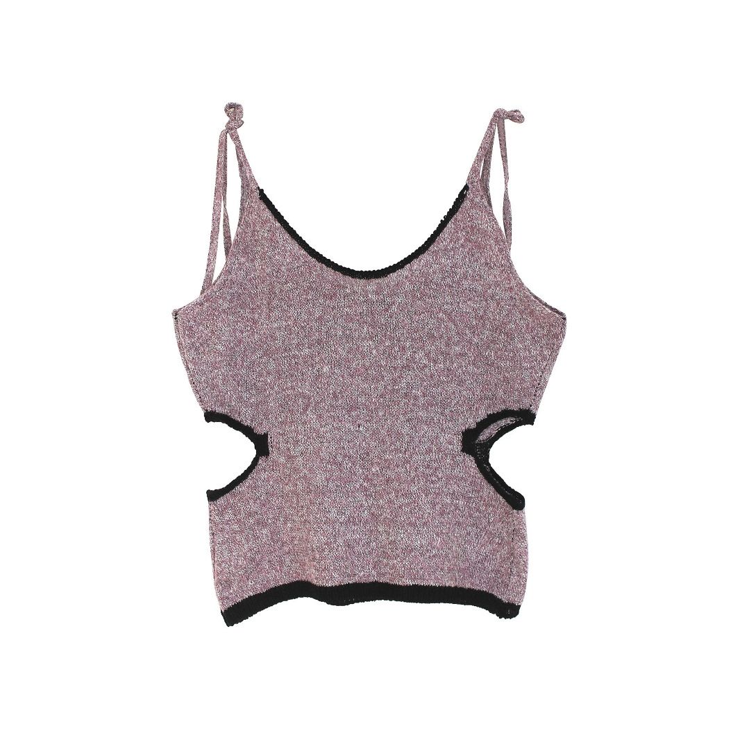 Sleeveless Knit Tank Top Tie Back Halter Vest Summer SSU-00019