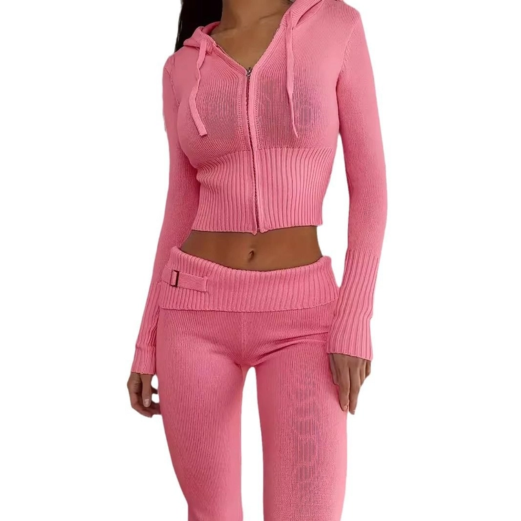 Knit Cardigan Hoodie Set Women's Two Piece Autumn Outfit SSU-00017