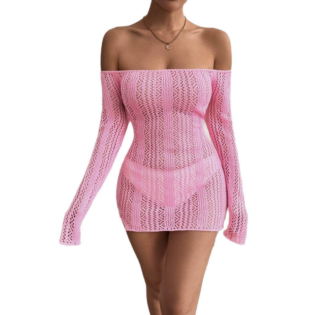 Knitted Hollow Out Backless Slit Sexy Dress Summer