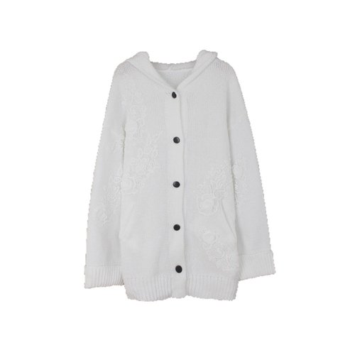 Knitted Hoodie Cardigan Embroidered Sweater for Women SSU-00122