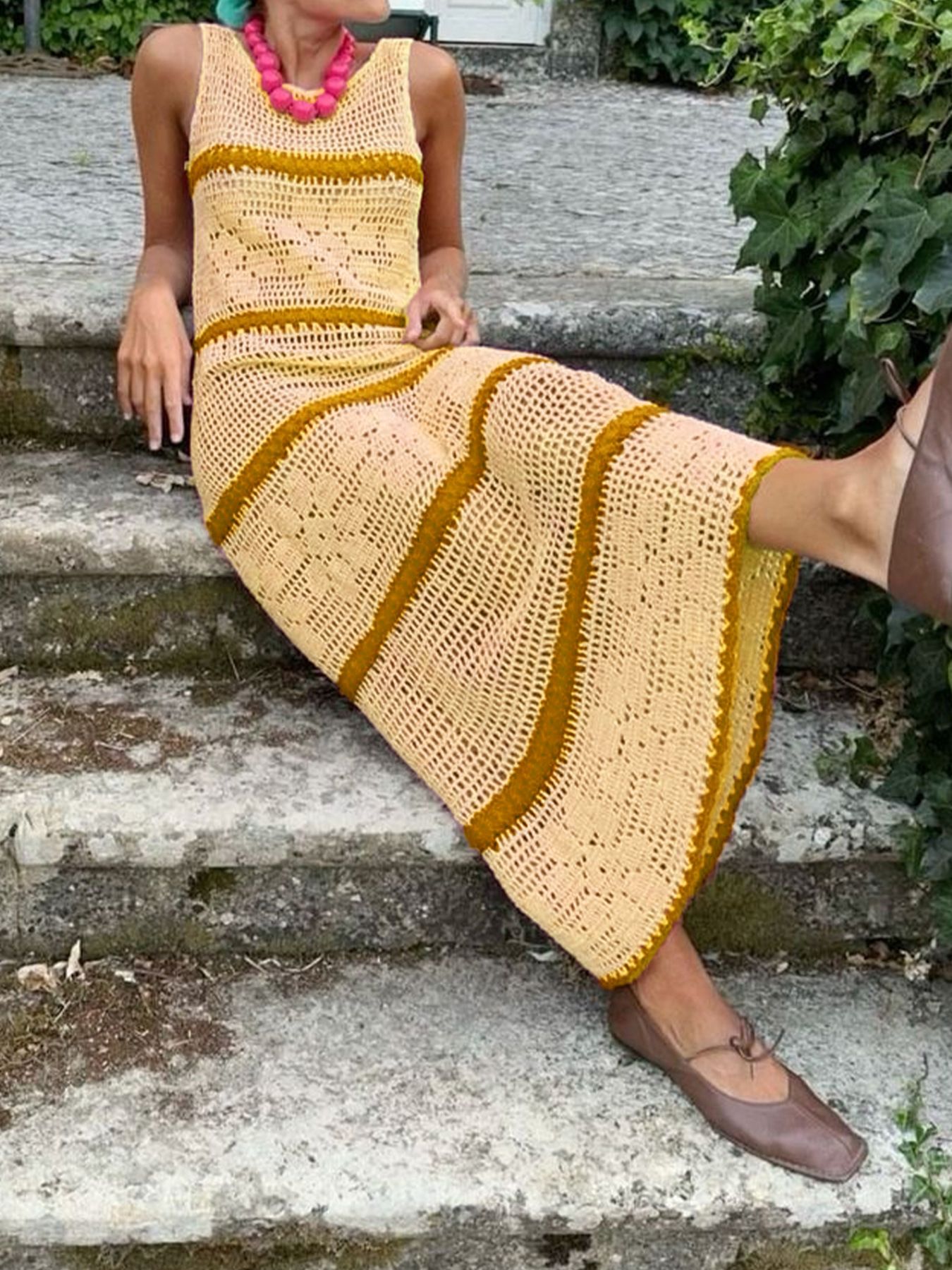 Knit Sweater Vest Hollow Out Dress - Spring Summer