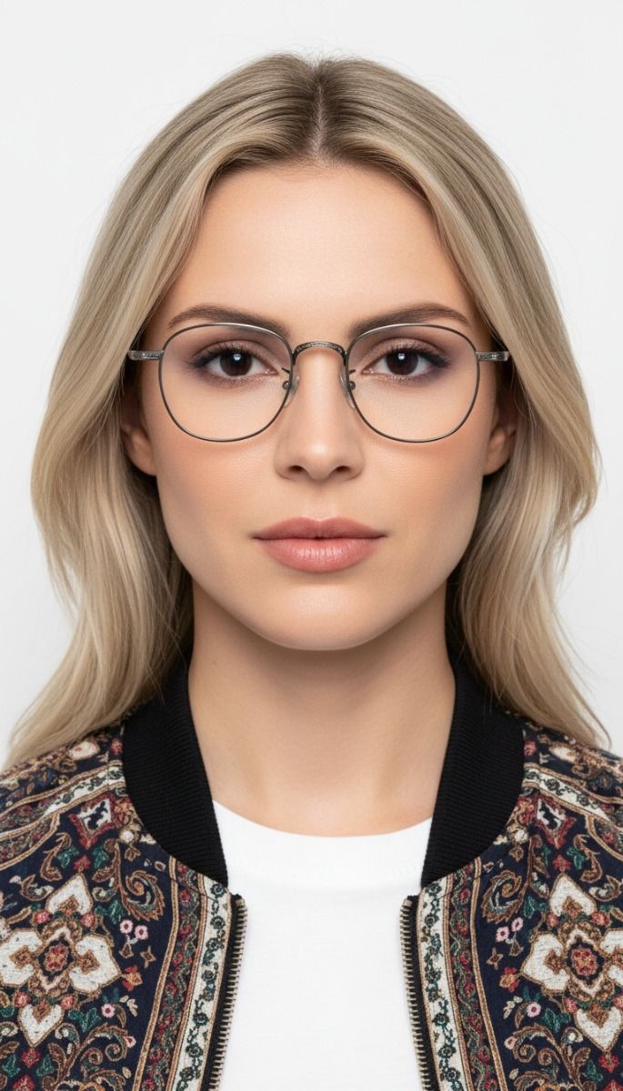 Oval Grey Titanium Glasses #BS1913-0079