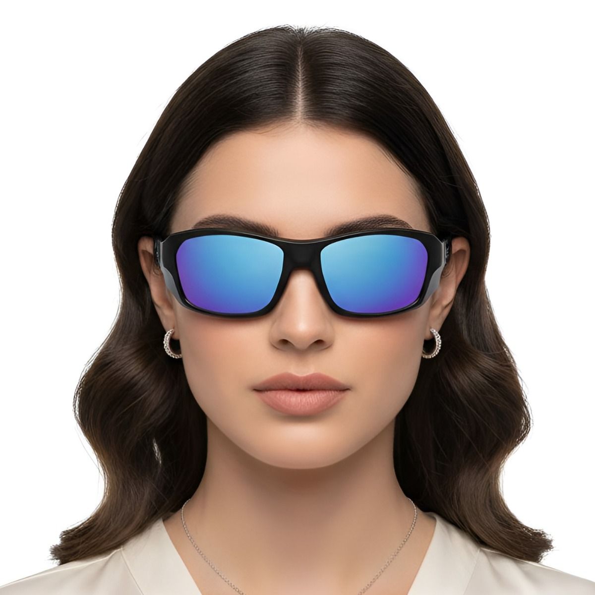 Rechteckige schwarze TR90-Sonnenbrille #BS0205-0066