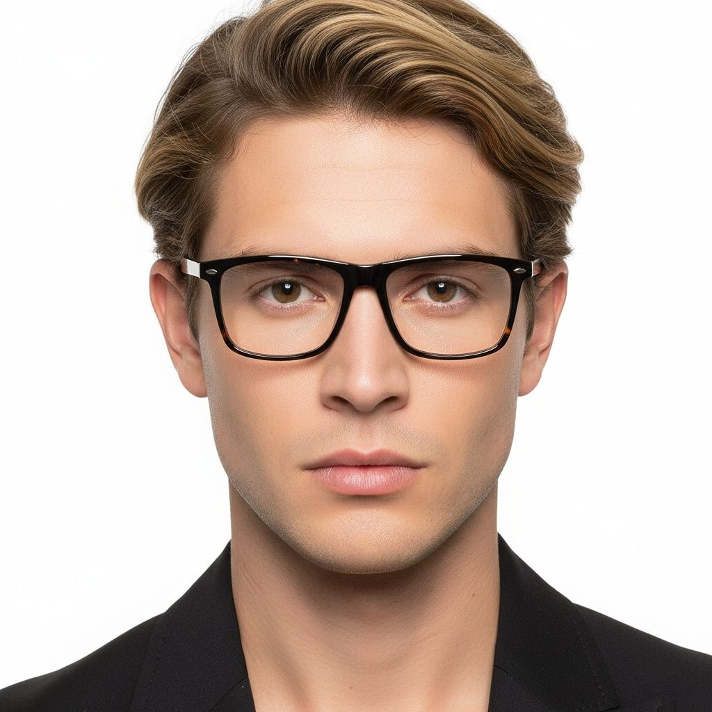 Rectangular Tortoiseshell Acetate Glasses #BS2012-0477