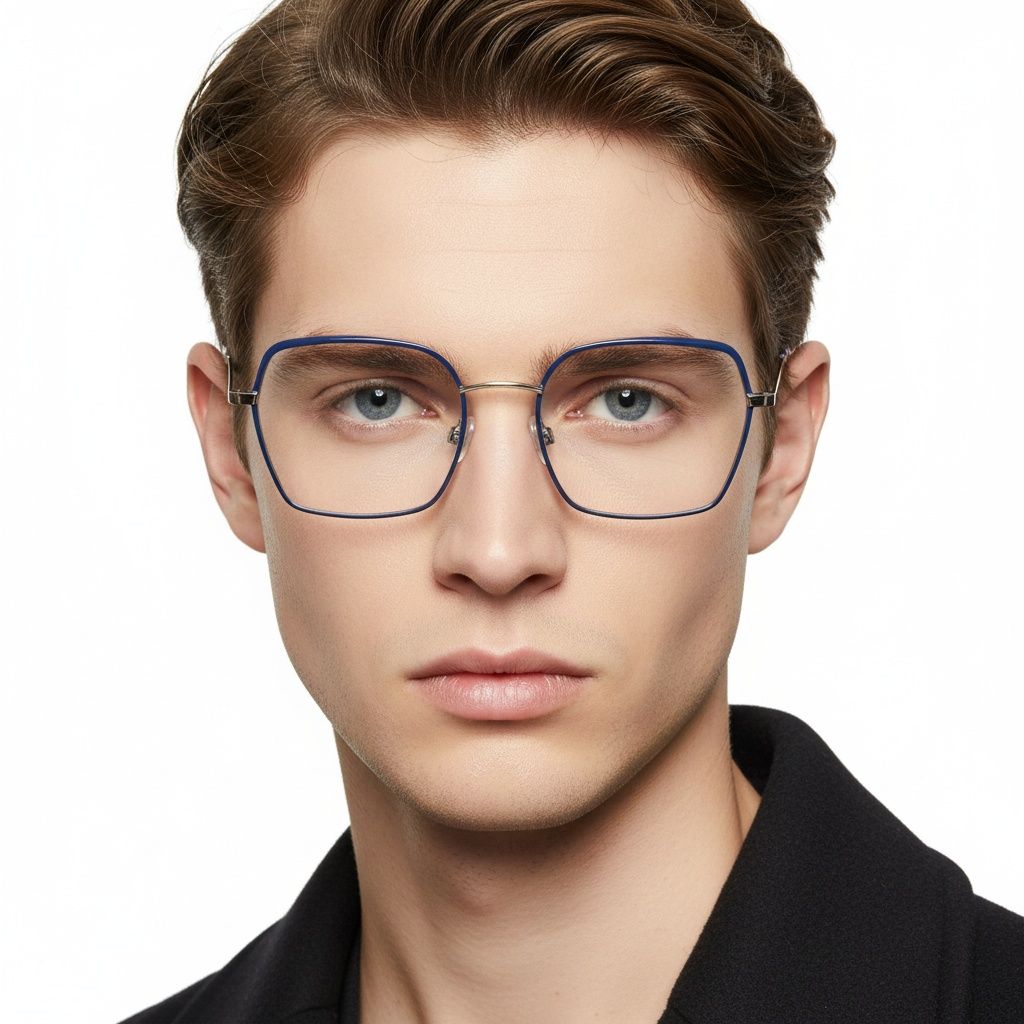 Geometric Blue Metal Glasses #BS0420-0432