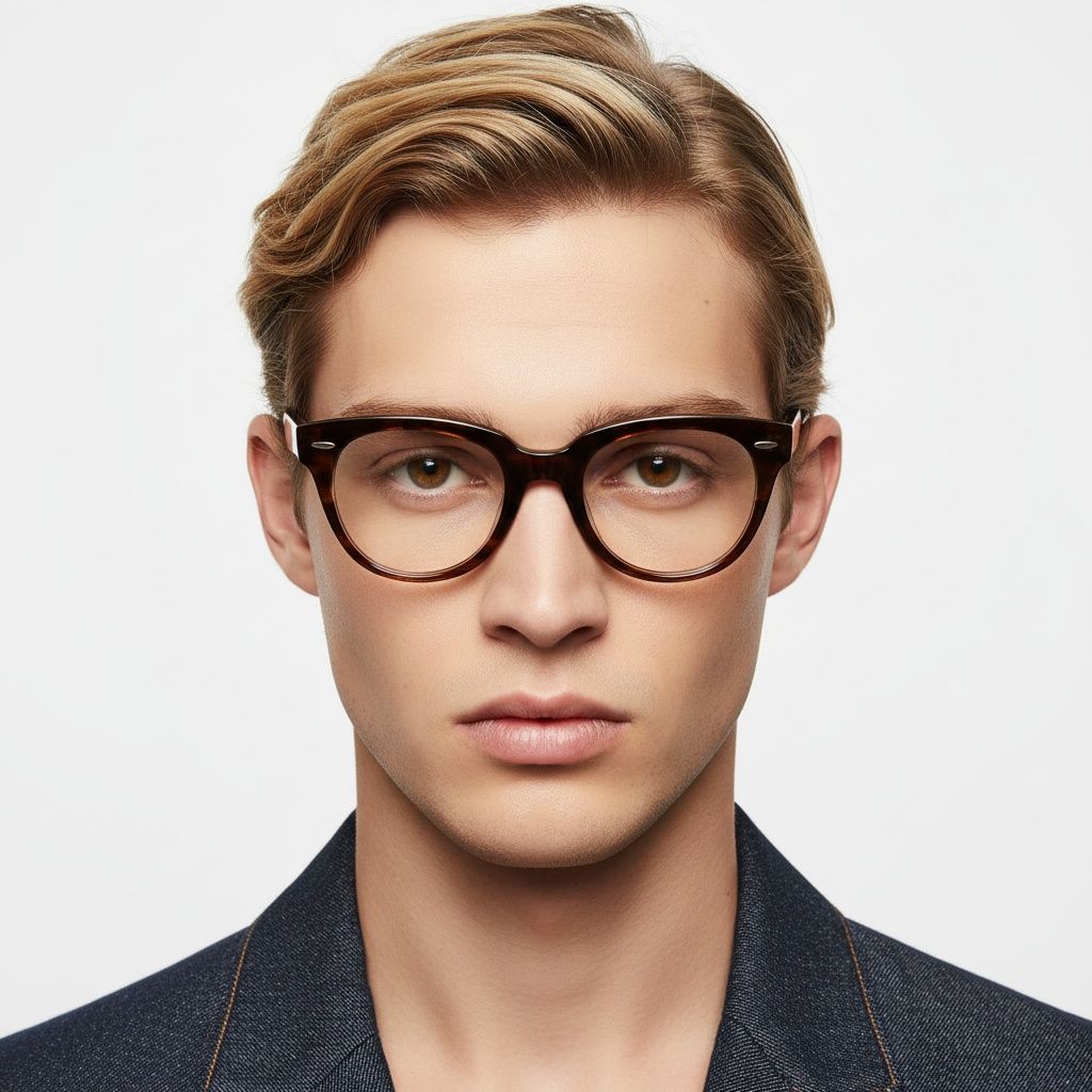 Oval Brown Acetate Glasses #BS0522-0183