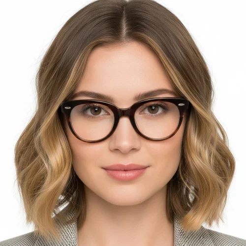 Lunettes ovales en acétate brun #BS0522-0183