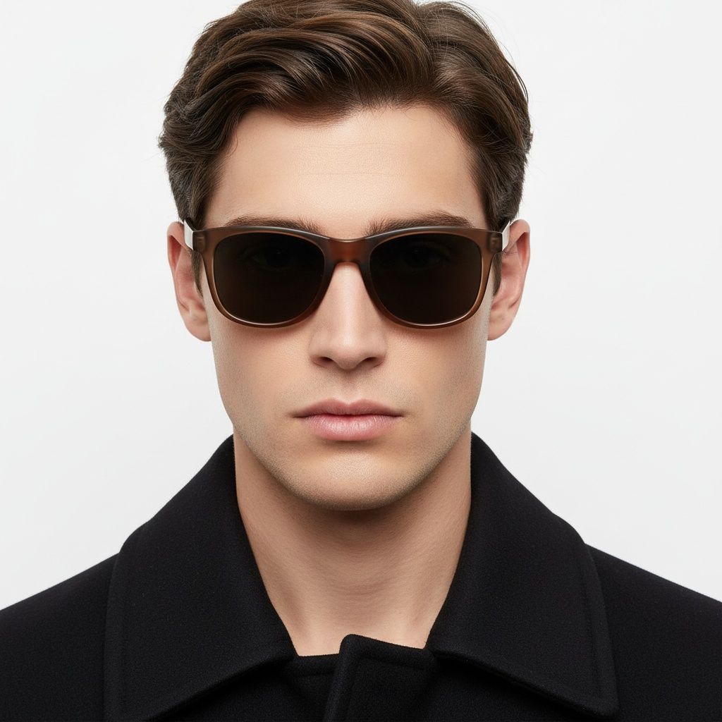 Rectangular brown plastic polarized sunglasses #BS0205-0027