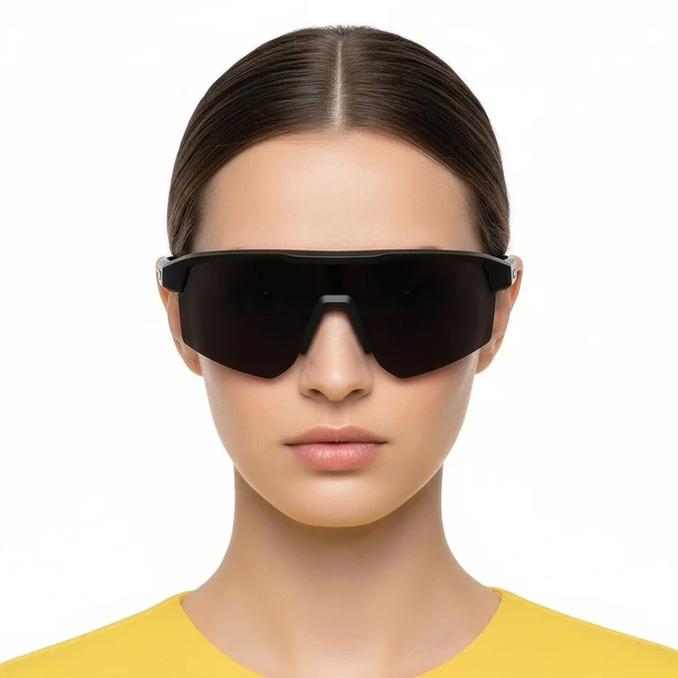 Semi-Rimless Black TR90 Polarized Sunglasses #BS0205-0041