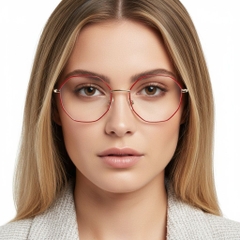 Gafas geométricas de metal rojo #BS0420-0431