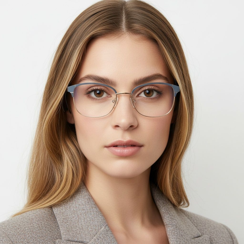 Lunettes papillon en métal bleu #BS2425-1201