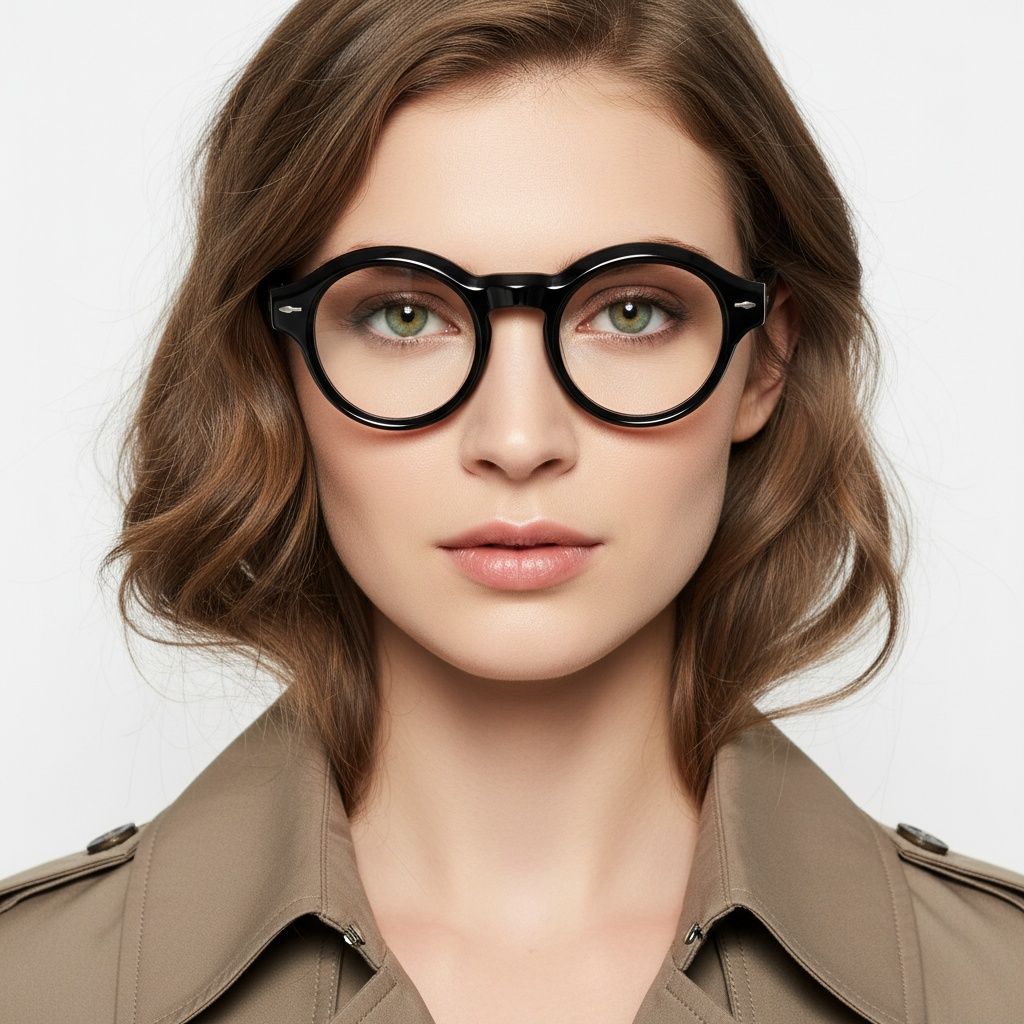 Oval Black Acetate Glasses #BS0522-0082
