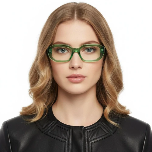 Rectangular Green Acetate Glasses #BS2607-0217