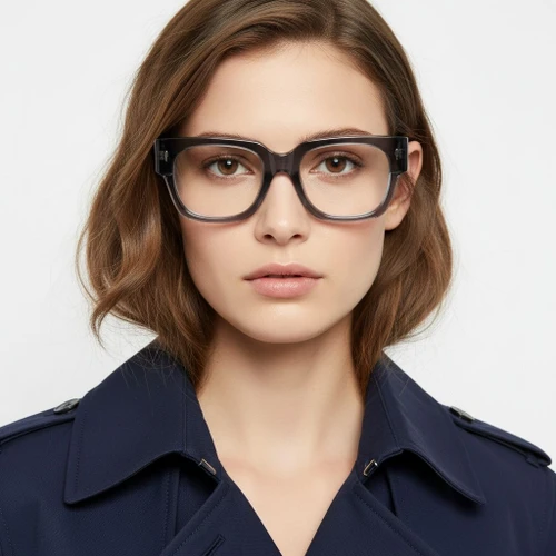 Rectangular Gray Acetate Glasses #BS0522-0099