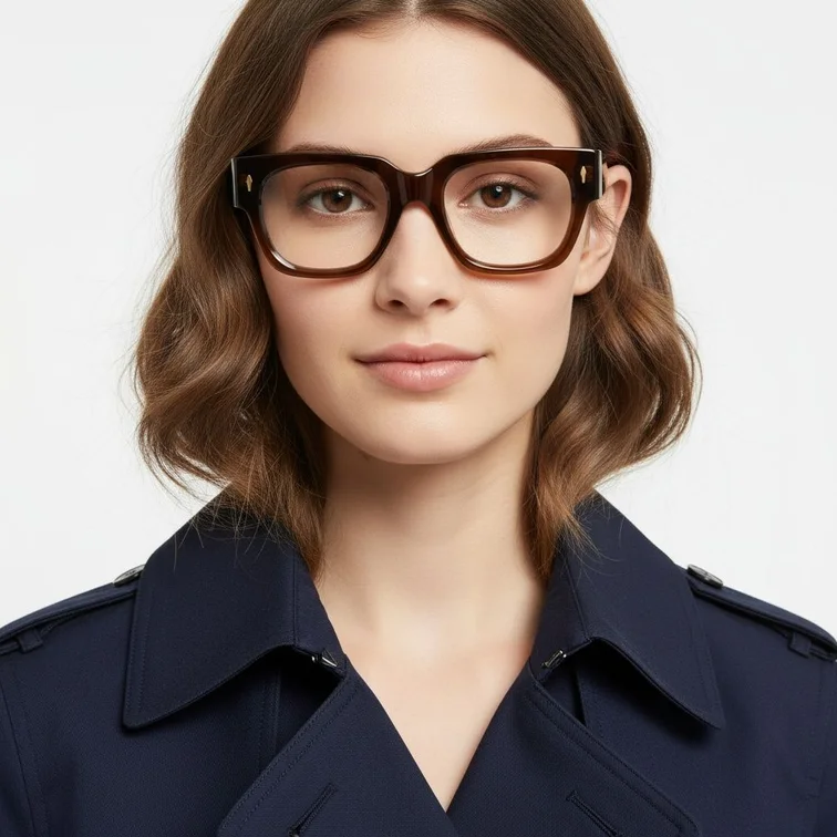 Rectangular Brown Acetate Glasses #BS0522-0100