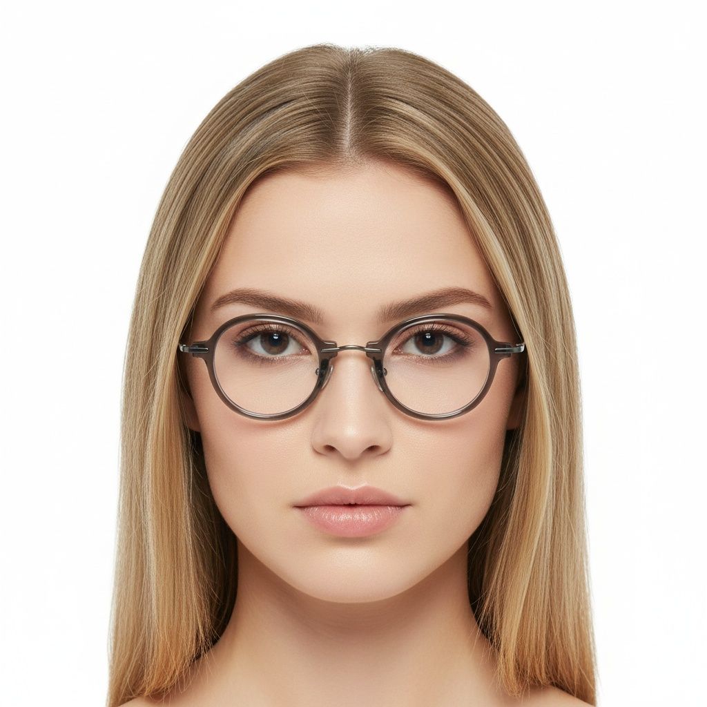 Lunettes rondes en titane gris #BS0218-0192