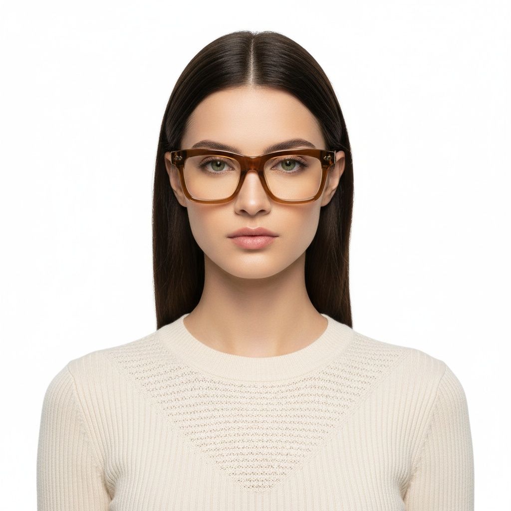 Gafas rectangulares de acetato marrón #BS0522-0163