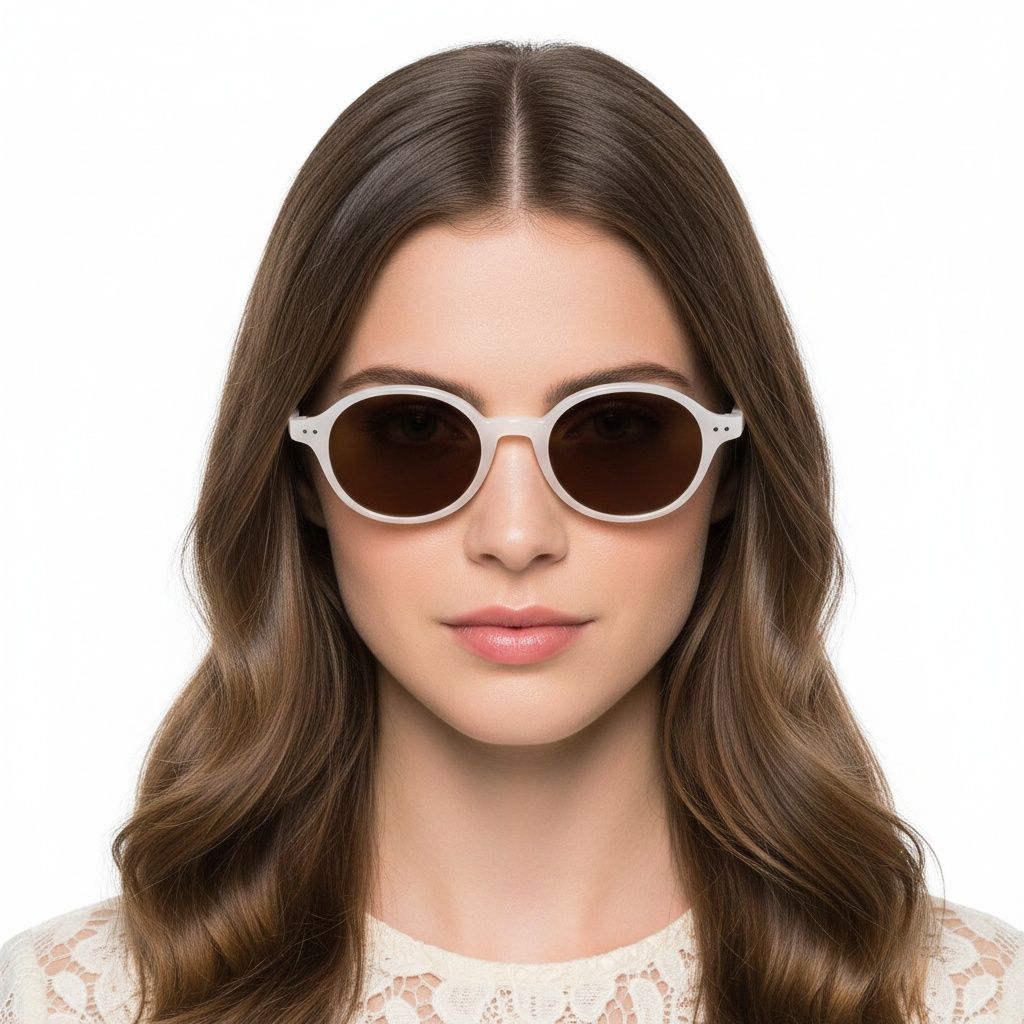Oval Cream TR90 Sunglasses #BS0824-0025