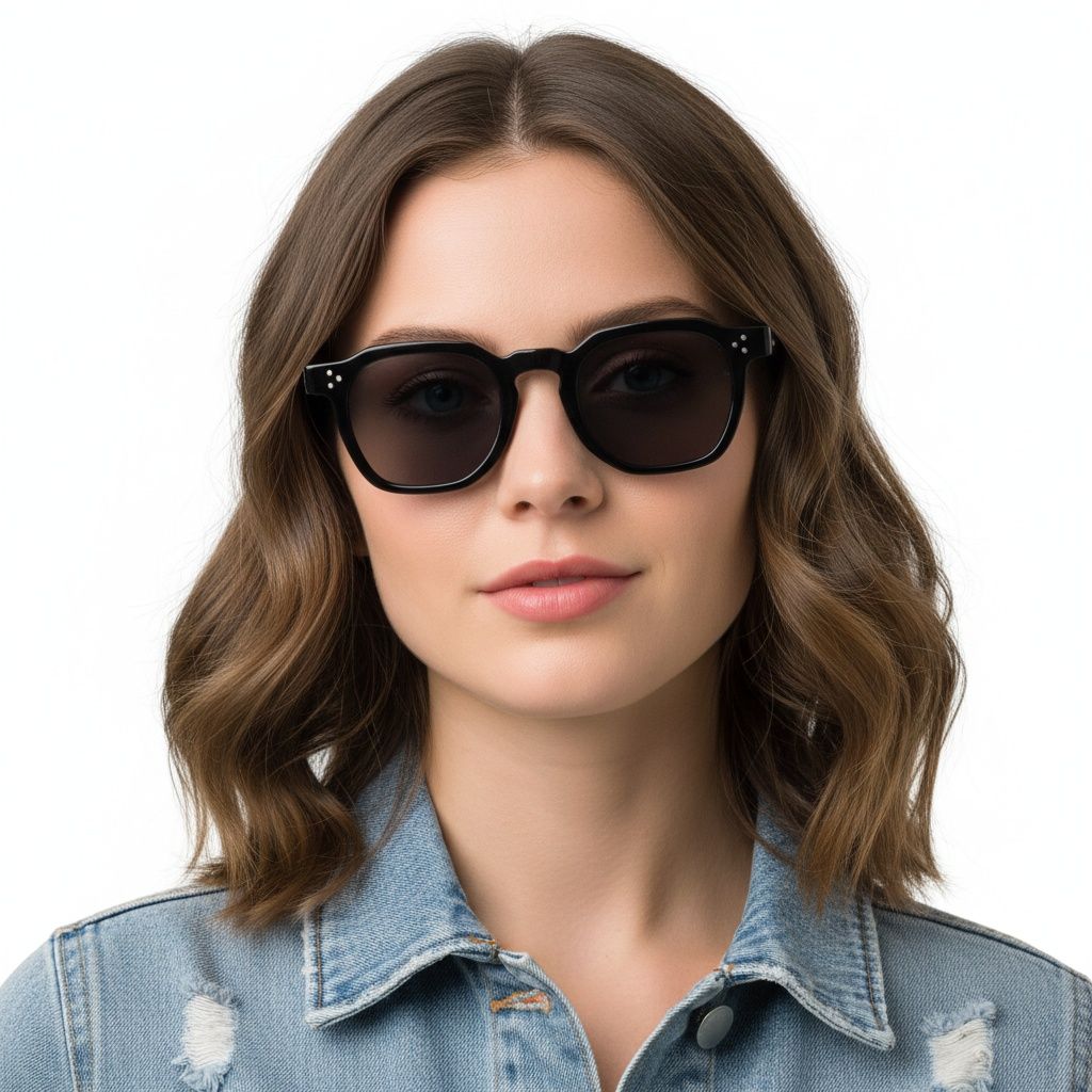 Geometric Black Plastic Sunglasses #BS2503-0492