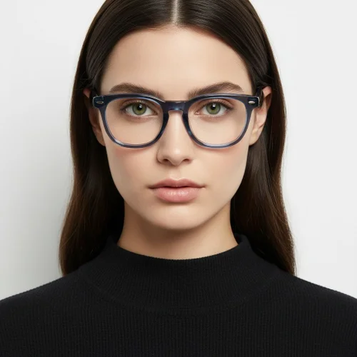 Lunettes ovales en acétate bleu #BS0522-0166