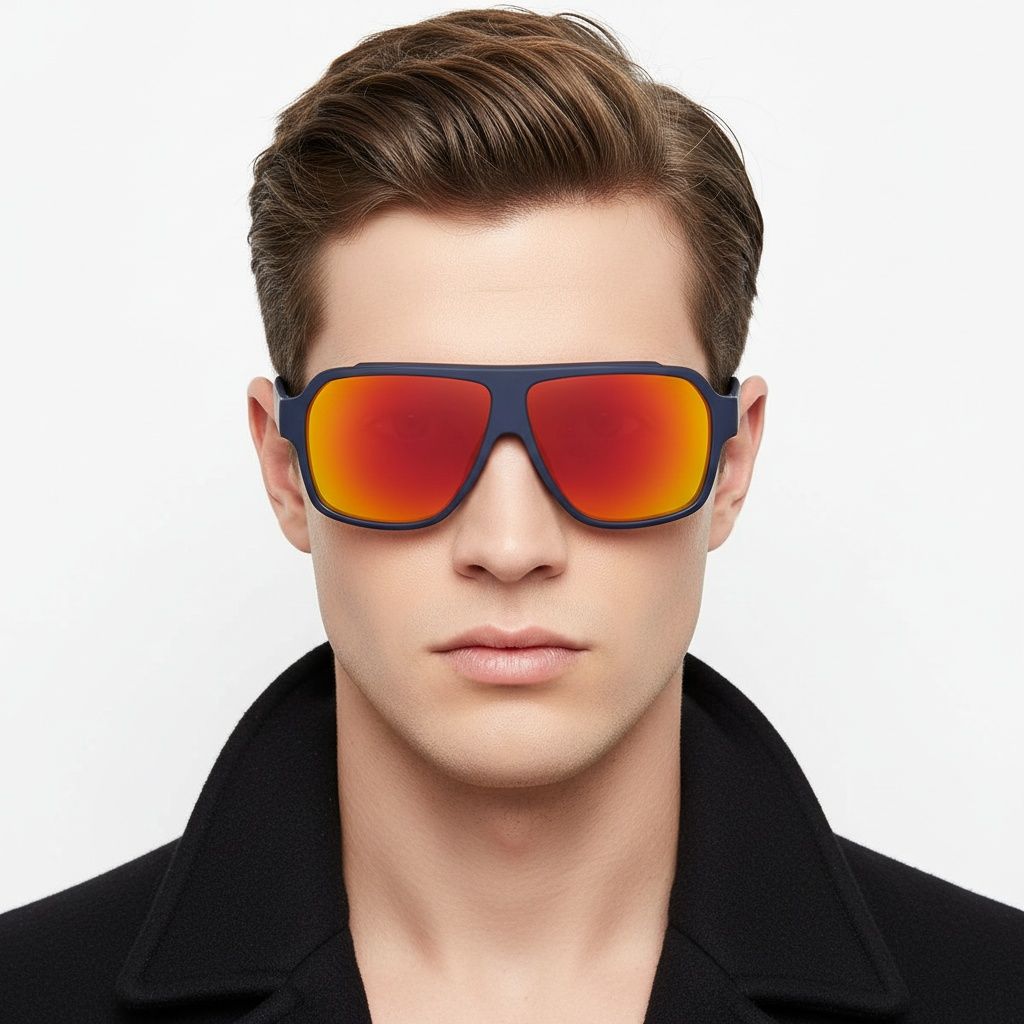 Occhiali da sole modello aviatore in TR90 blu #BS0205-0021