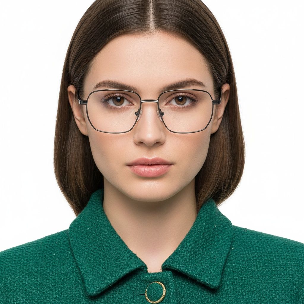 Rectangular Gray Metal Glasses #BS2012-0950