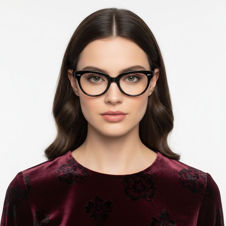 Oval Black Acetate Glasses #BS0522-0181