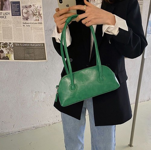 Chic Crescent Shoulder Bag - Faux Leather Handbag