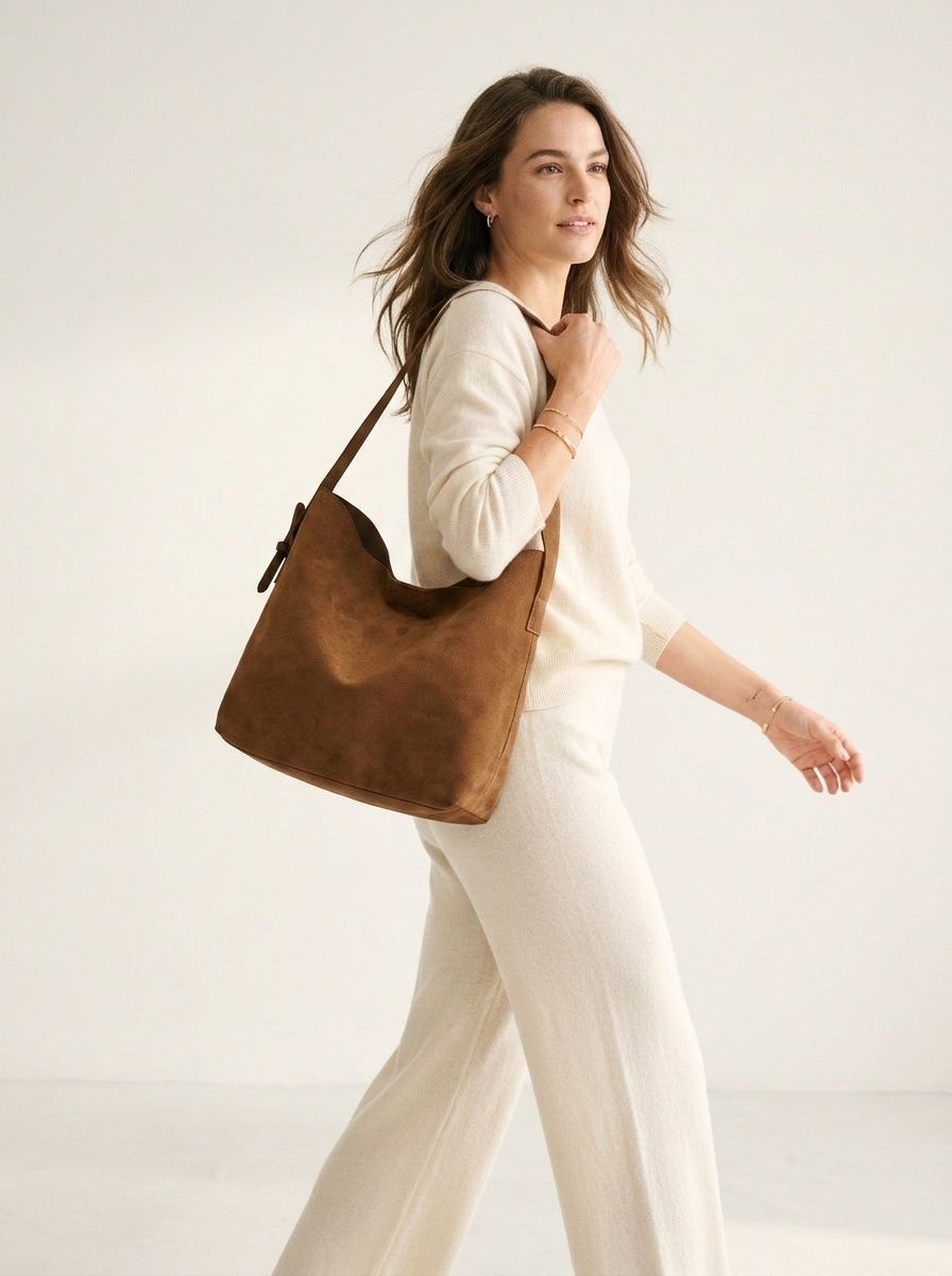 Soft Suede Hobo Shoulder Bag - Everyday Chic Tote