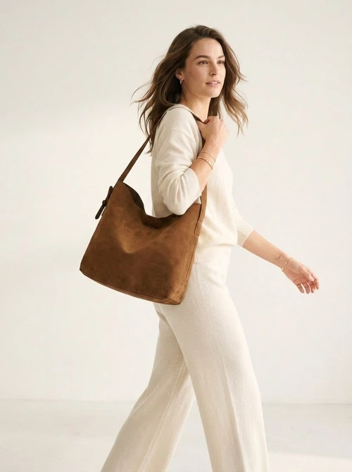 Soft Suede Hobo Shoulder Bag - Everyday Chic Tote