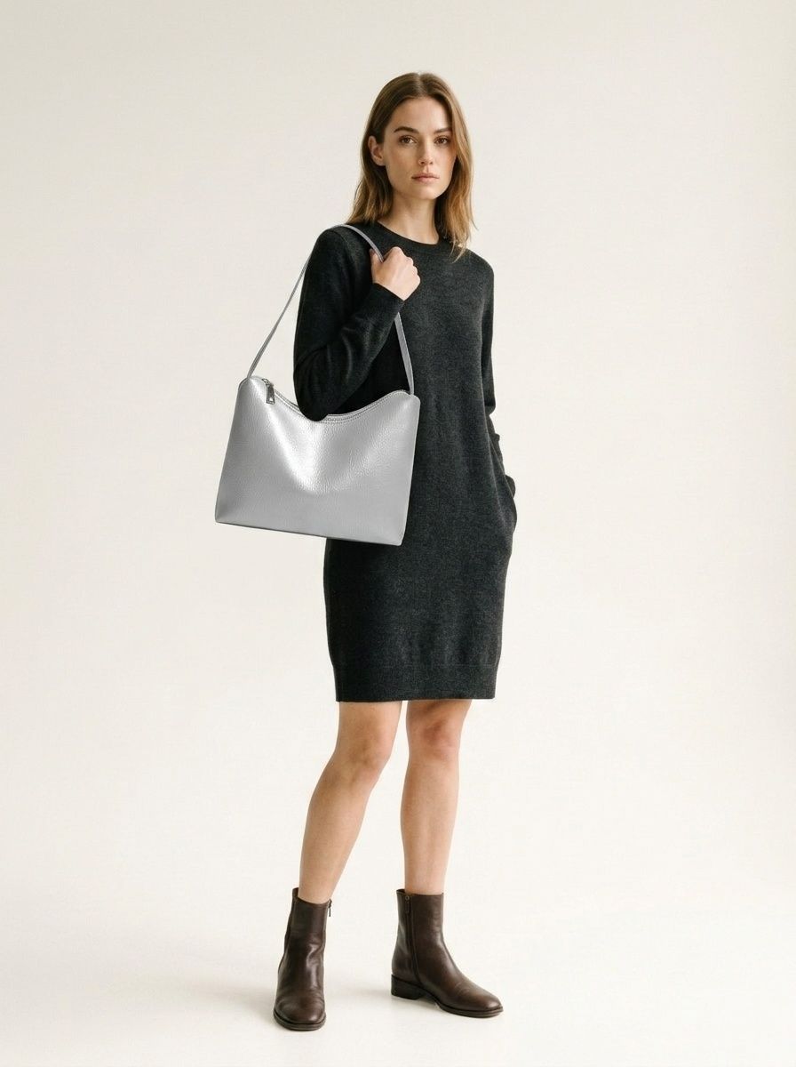 Sleek Glossy Shoulder Bag - Modern & Chic Handbag