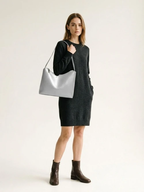 Sleek Glossy Shoulder Bag - Modern & Chic Handbag