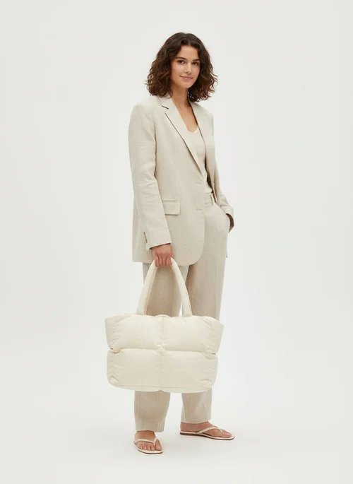 Padded Puffer Tote Bag - Soft Quilted Shoulder Bag
