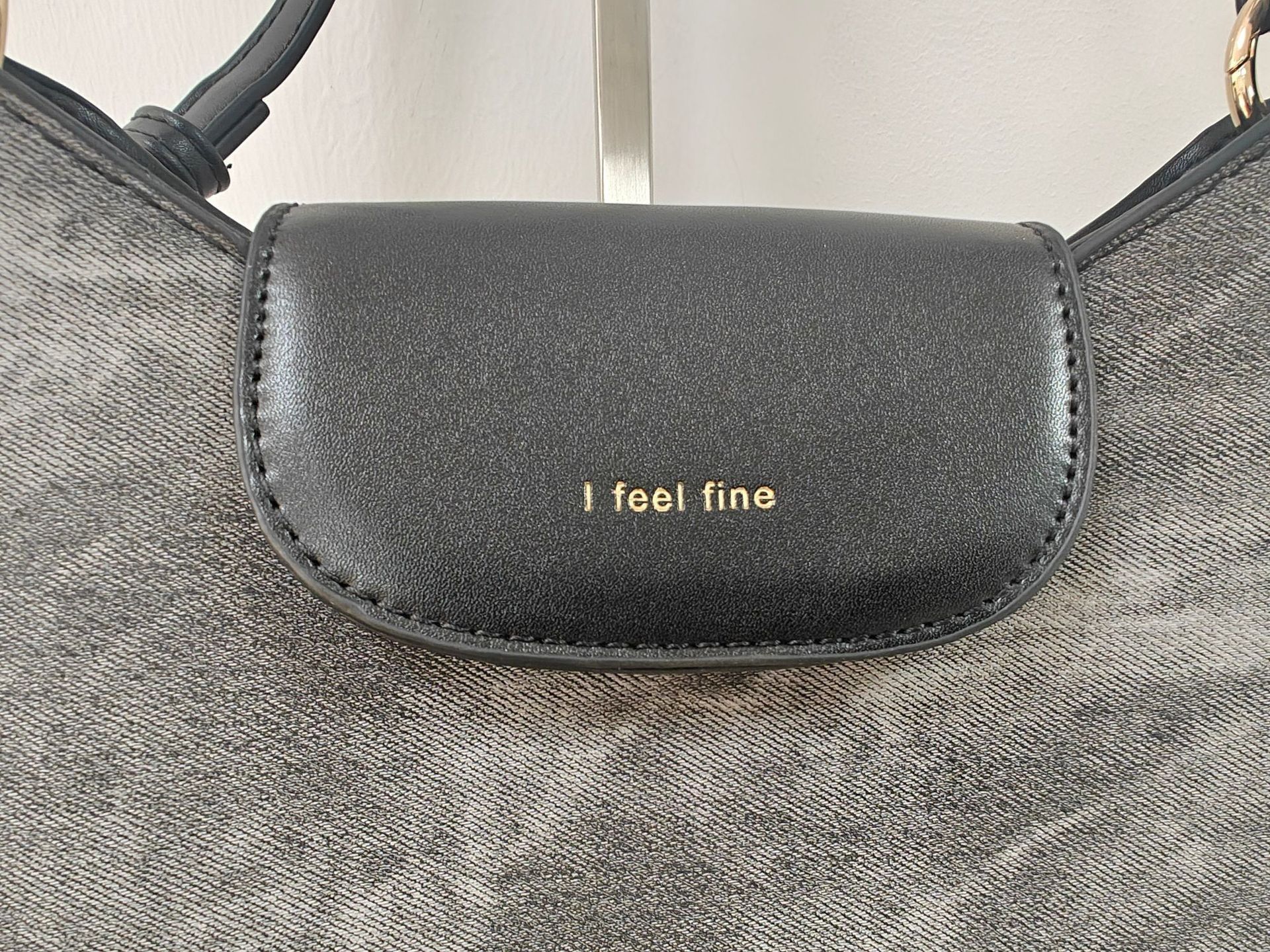 Distressed Grey Shoulder Bag with Braided Strap