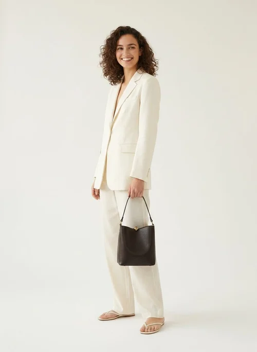 Chic Faux Leather Bucket Bag with Pouch Set