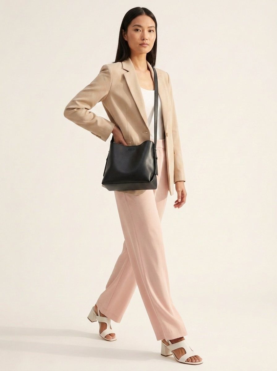 Minimalist Faux Leather Bucket Shoulder Bag