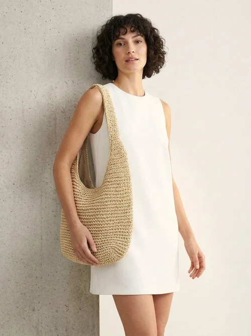 Woven Straw Hobo Tote Bag - Summer Shoulder Purse