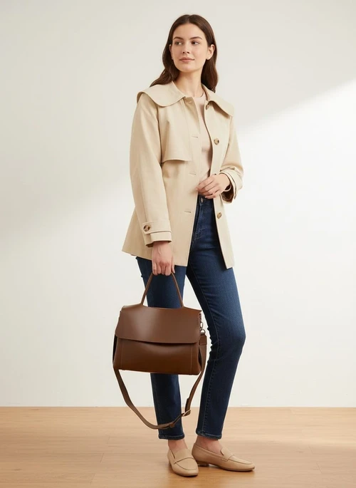 Chic Flap Shoulder Bag - Faux Leather Tote