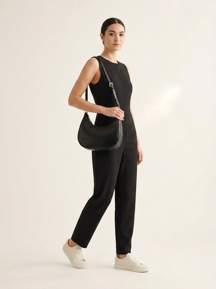 Chic Crescent Shoulder Bag - Faux Leather Hobo Style