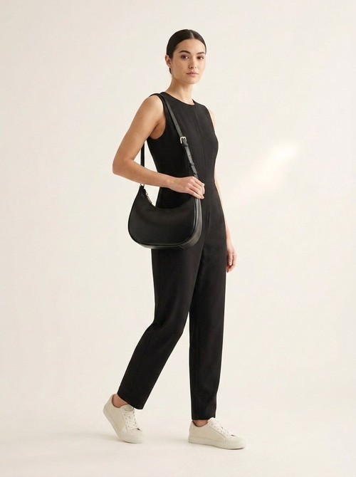 Chic Crescent Shoulder Bag - Faux Leather Hobo Style