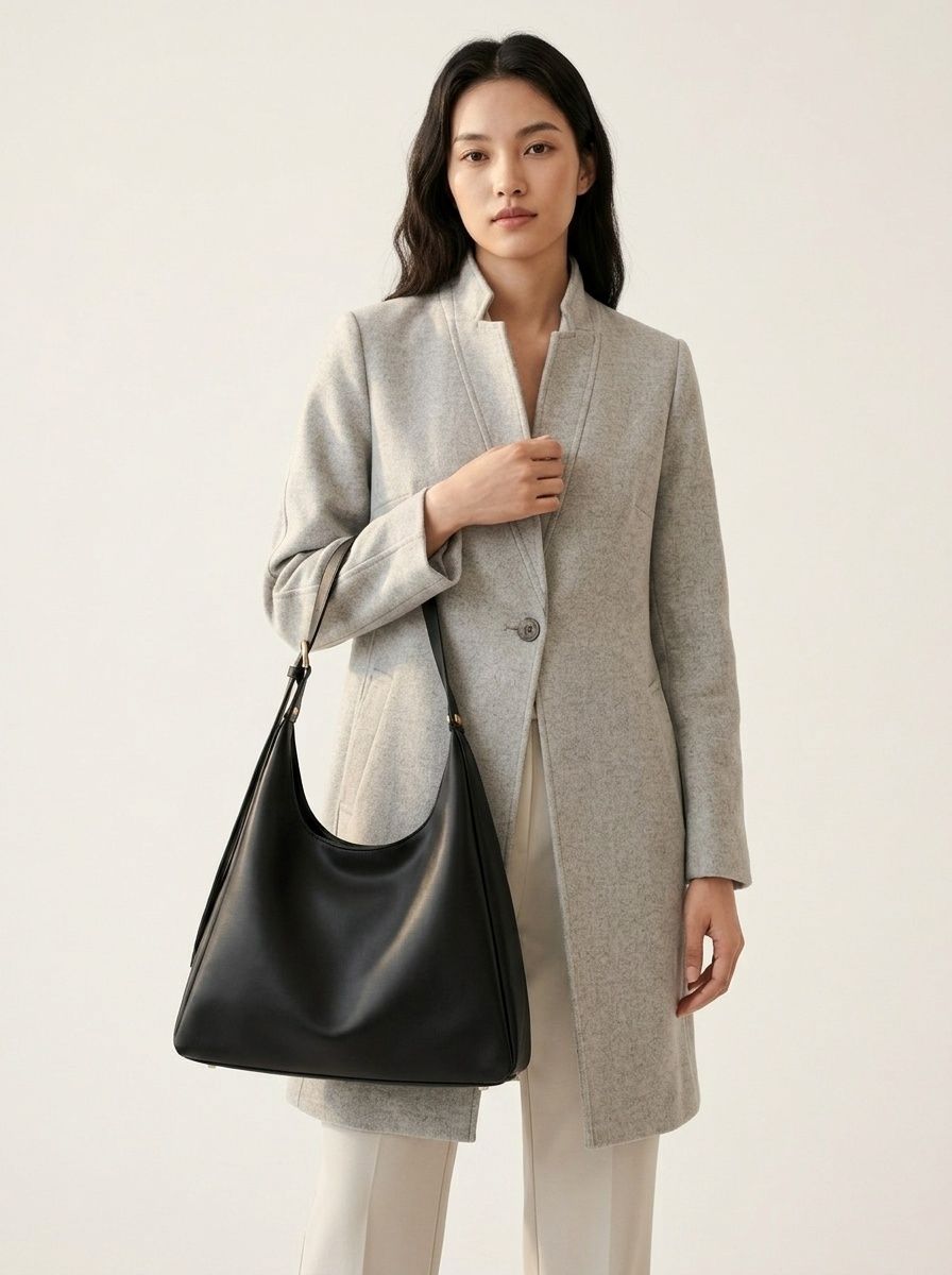 Chic Slouchy Faux Leather Shoulder Bag - Everyday Hobo