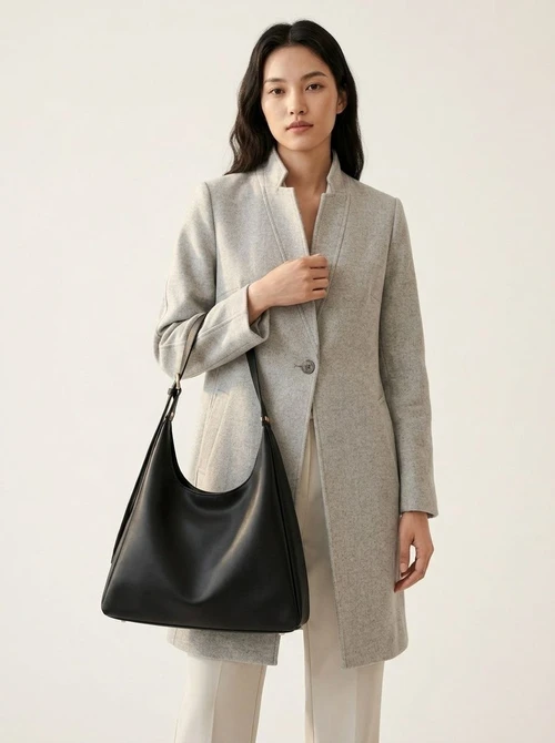 Chic Slouchy Faux Leather Shoulder Bag - Everyday Hobo