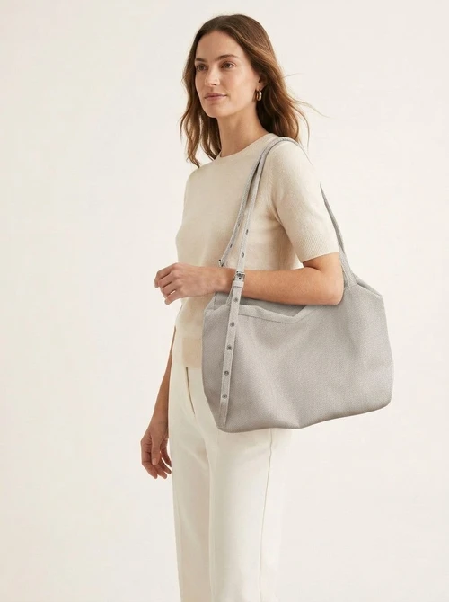 Cream Canvas Hobo Shoulder Bag - Everyday Chic Tote