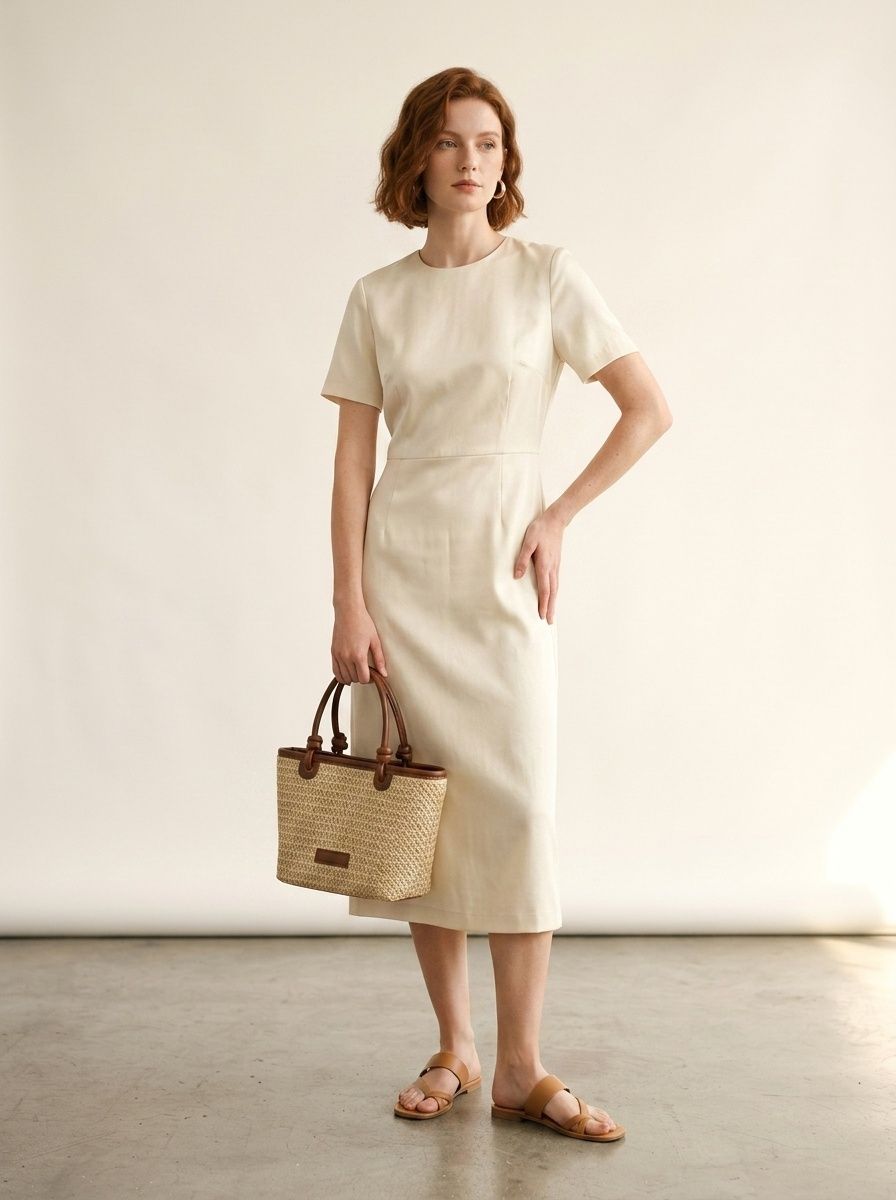 Woven Straw Mini Tote Bag with Faux Leather Trim