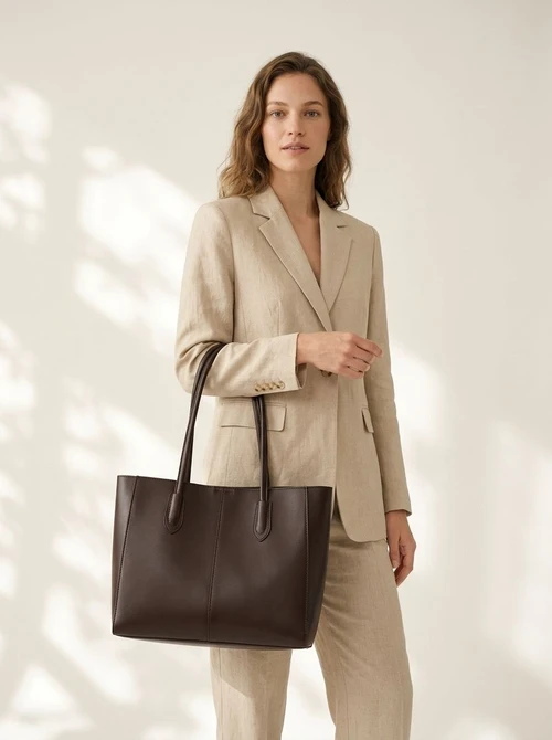 Classic Faux Leather Tote Shoulder Bag for Women