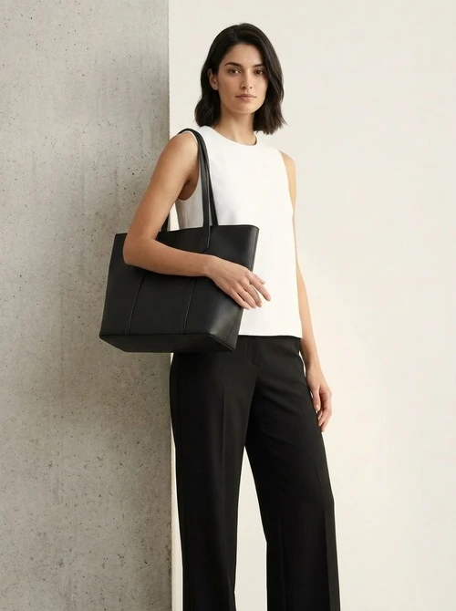 Elegant Faux Leather Tote Bag for Women - Everyday Carryall