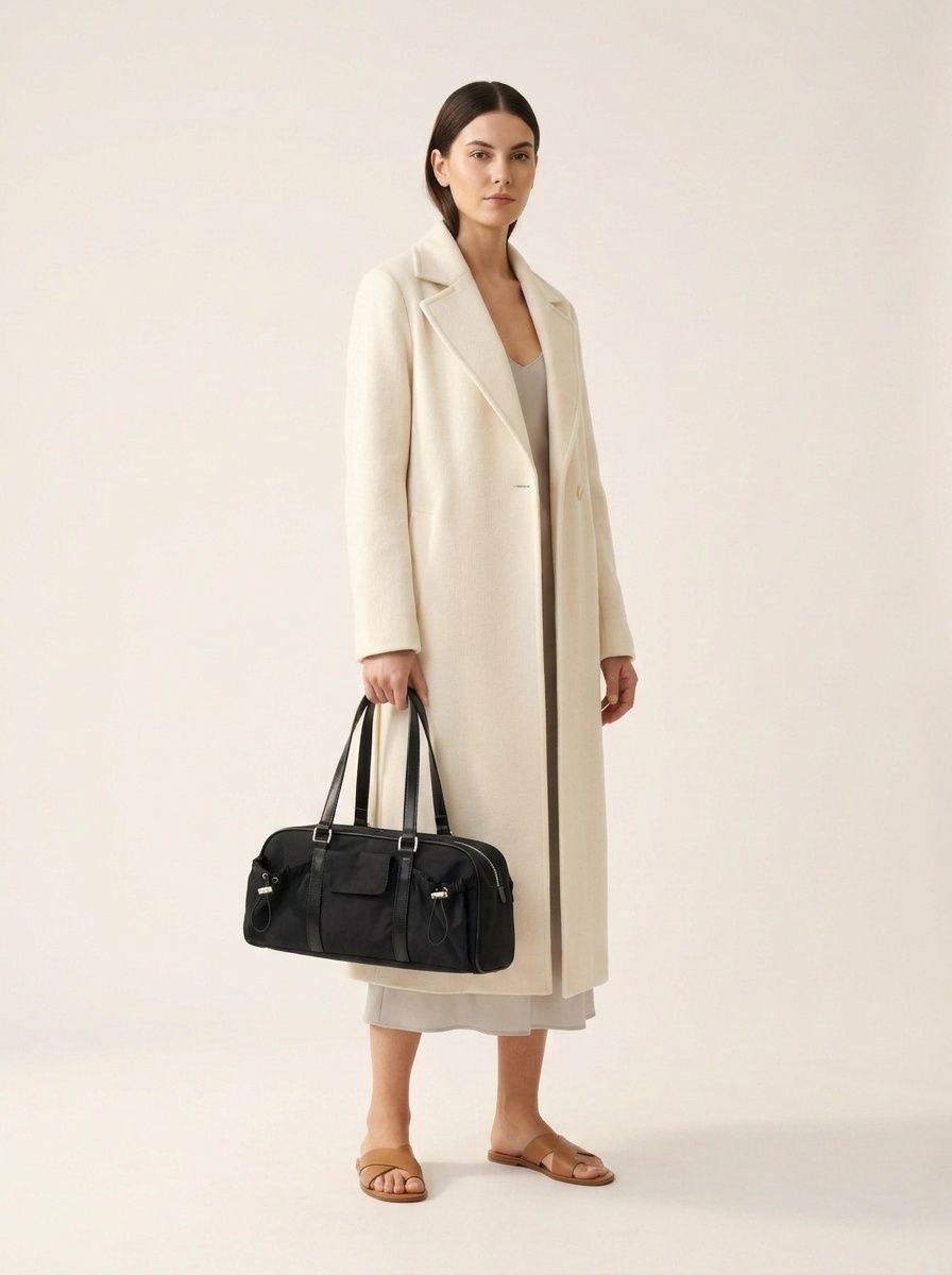 Y2K Metallic Shoulder Bag with Drawstring Pockets